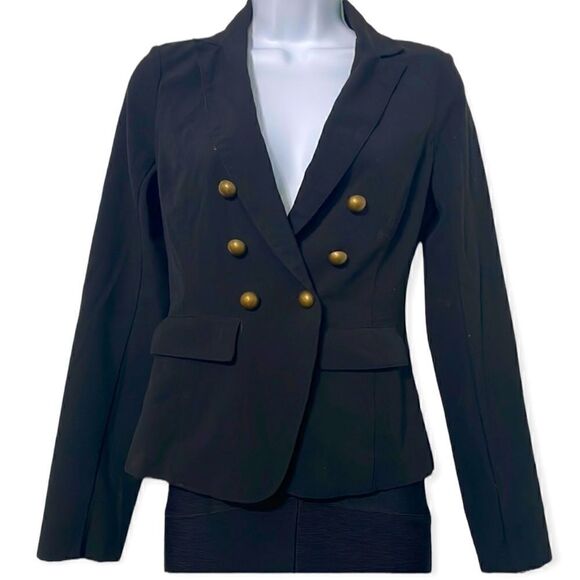 Guess Black Double Breasted Fitted Blazer with Gold Button Detail Size XS - Picture 1 of 8